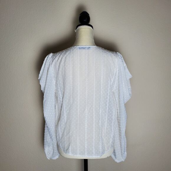 Zara White Swiss Dot Blouse Medium - Picture 3 of 7